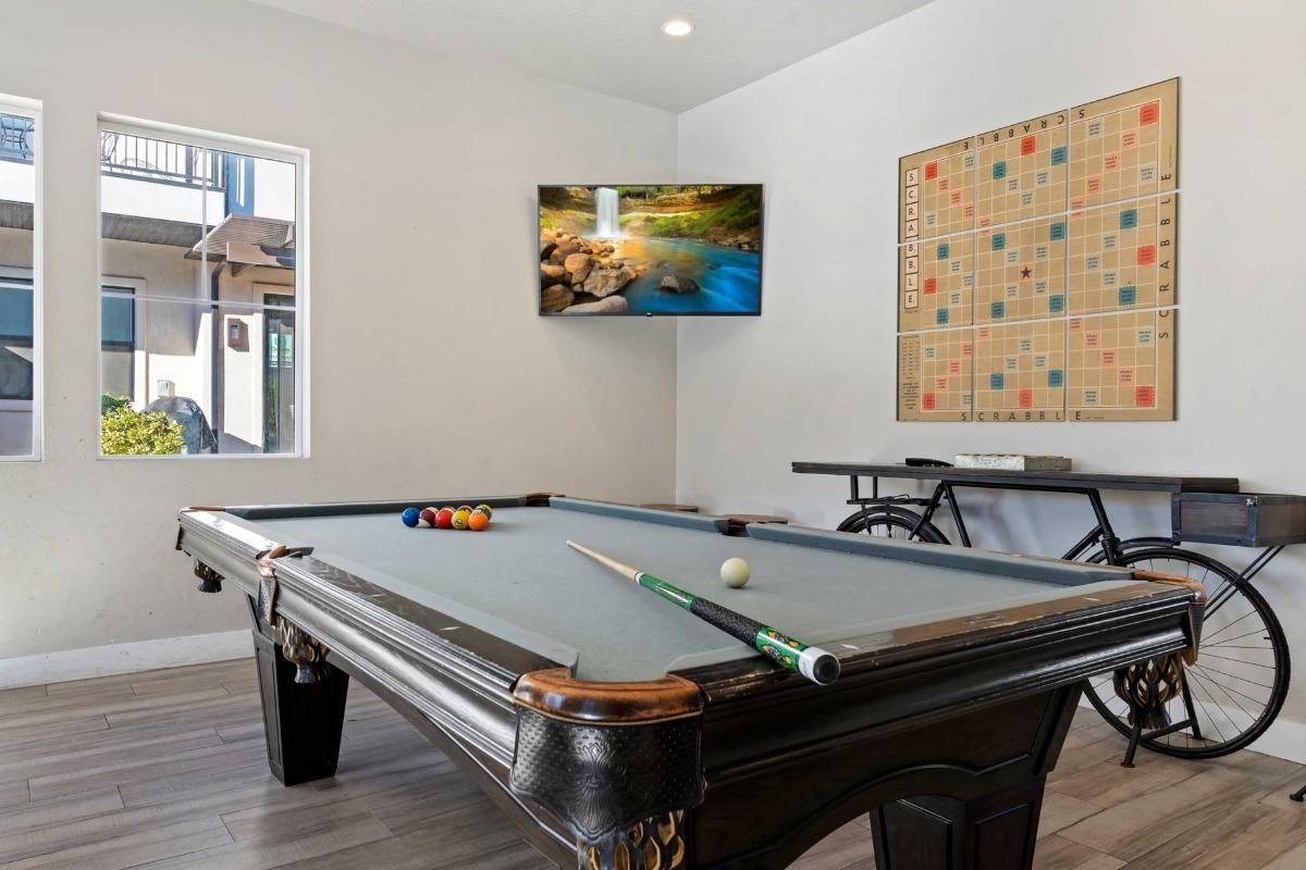 Pool table at community clubhouse